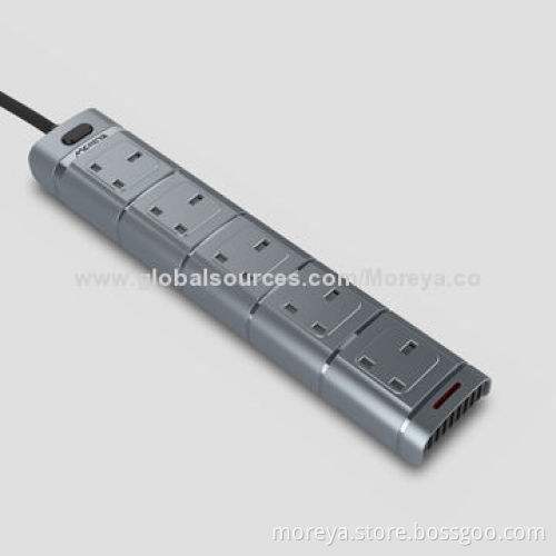UK Standard Power Strip with 5 Sockets Outlets, 6 Feet Extension Cable and One Switch